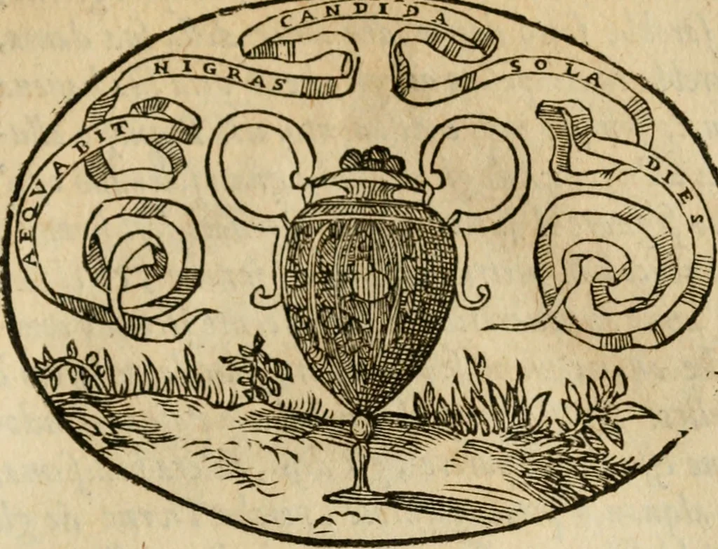 An illustration from Dialogo dell'imprese militari et amorose di Monsignor Giouio, vescouo di Nocera : et del S. Gabriel Symeoni fiorentino : con vn ragionamento di M. Lodouico Domenichi, nel medesimo soggetto : con la tauola, 1574, leaf 156