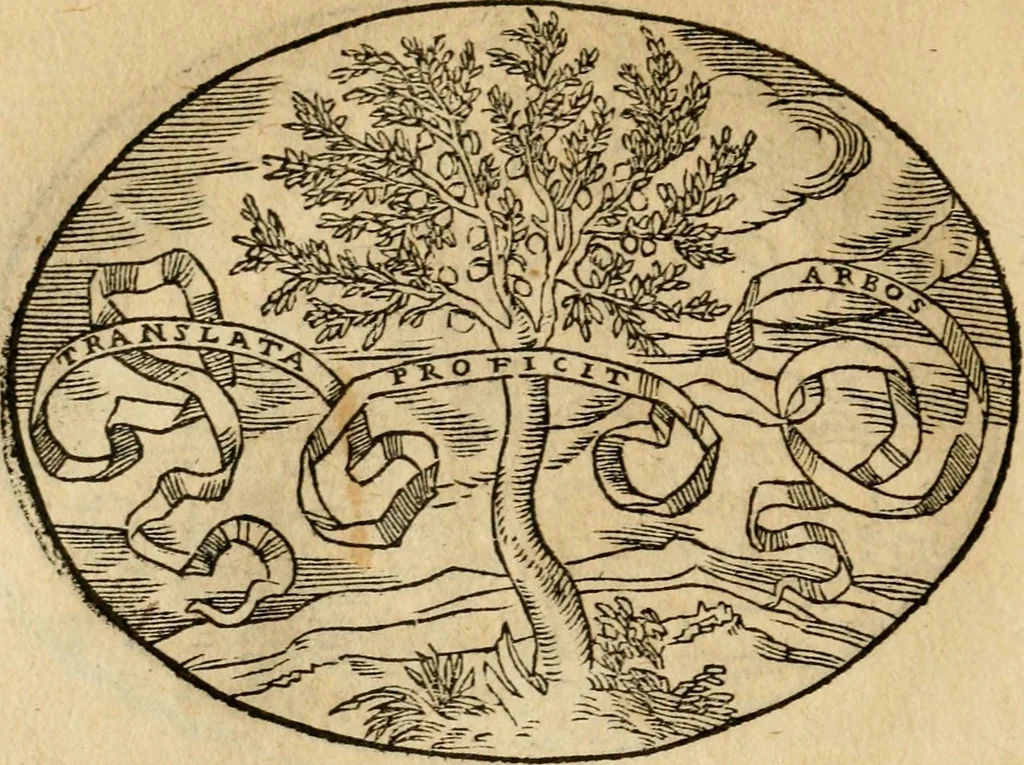 An illustration from Dialogo dell'imprese militari et amorose di Monsignor Giouio, vescouo di Nocera : et del S. Gabriel Symeoni fiorentino : con vn ragionamento di M. Lodouico Domenichi, nel medesimo soggetto : con la tauola, 1574, leaf 165