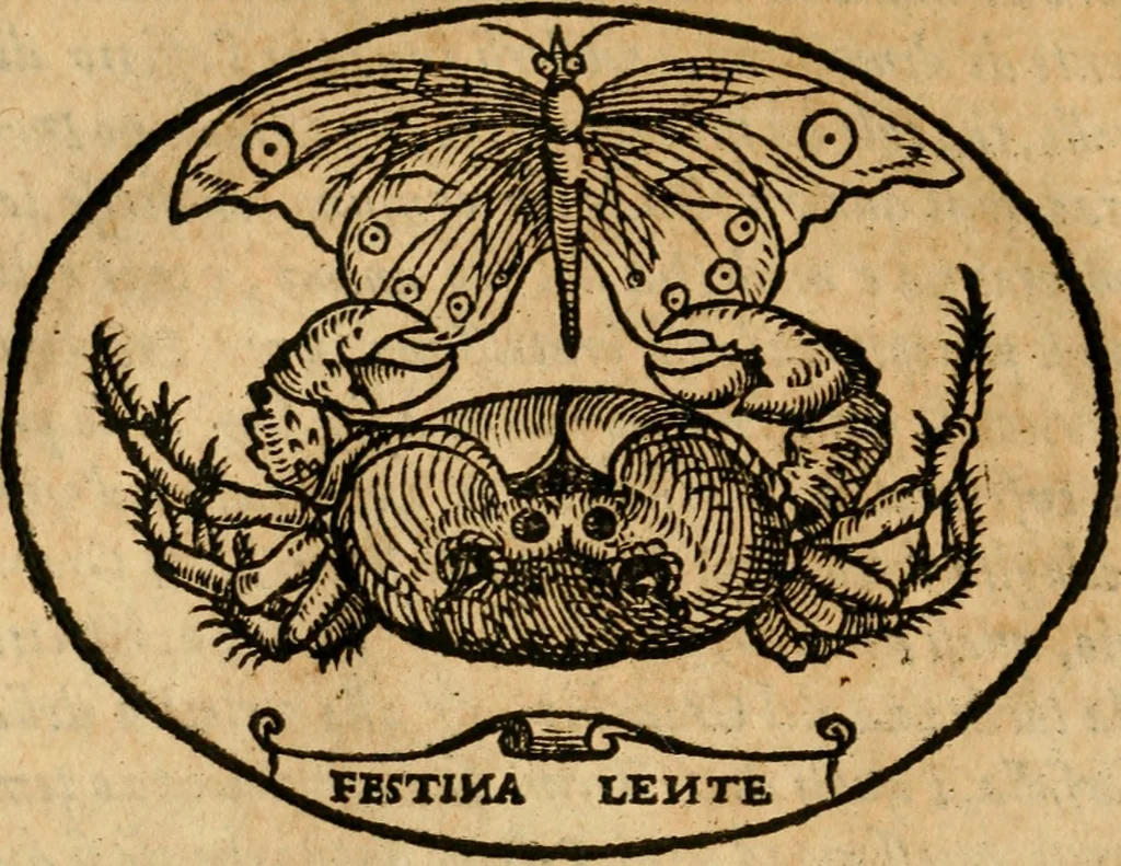 An illustration from Dialogo dell'imprese militari et amorose di Monsignor Giouio, vescouo di Nocera : et del S. Gabriel Symeoni fiorentino : con vn ragionamento di M. Lodouico Domenichi, nel medesimo soggetto : con la tauola, 1574, leaf 179