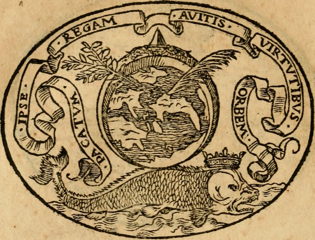 An illustration from Dialogo dell'imprese militari et amorose di Monsignor Giouio, vescouo di Nocera : et del S. Gabriel Symeoni fiorentino : con vn ragionamento di M. Lodouico Domenichi, nel medesimo soggetto : con la tauola, 1574, leaf 181