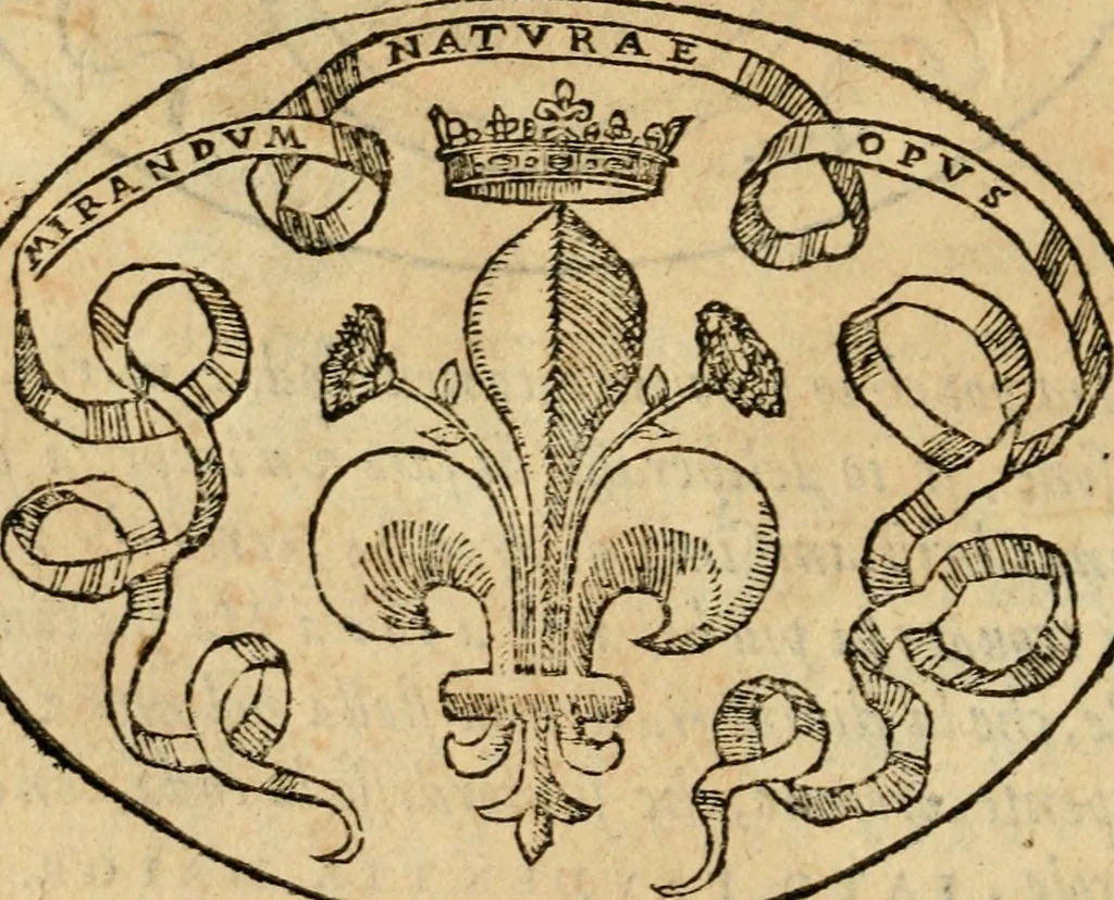 An illustration from Dialogo dell'imprese militari et amorose di Monsignor Giouio, vescouo di Nocera : et del S. Gabriel Symeoni fiorentino : con vn ragionamento di M. Lodouico Domenichi, nel medesimo soggetto : con la tauola, 1574, leaf 183