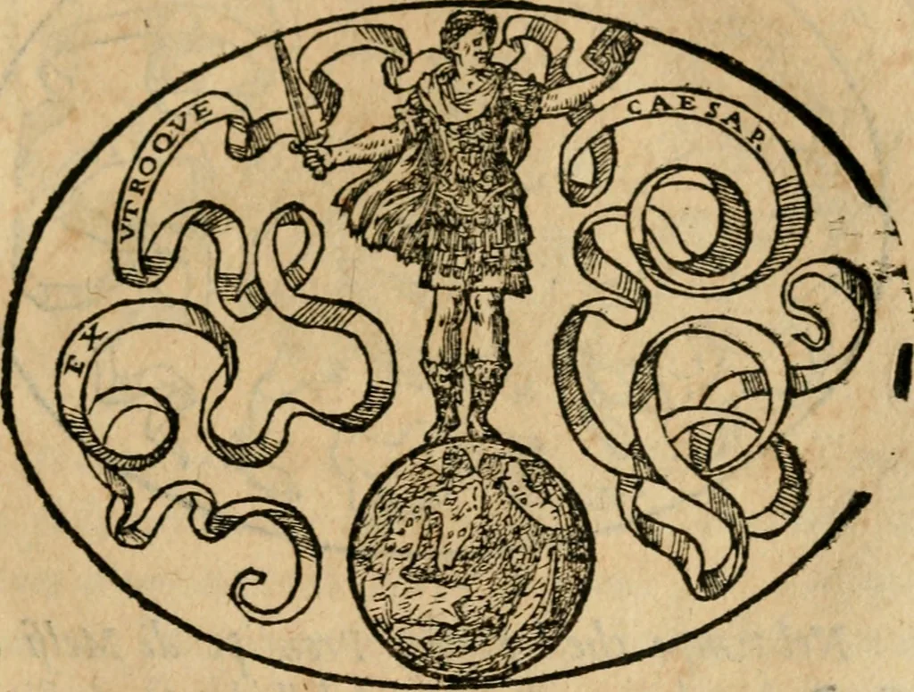 An illustration from Dialogo dell'imprese militari et amorose di Monsignor Giouio, vescouo di Nocera : et del S. Gabriel Symeoni fiorentino : con vn ragionamento di M. Lodouico Domenichi, nel medesimo soggetto : con la tauola, 1574, leaf 188