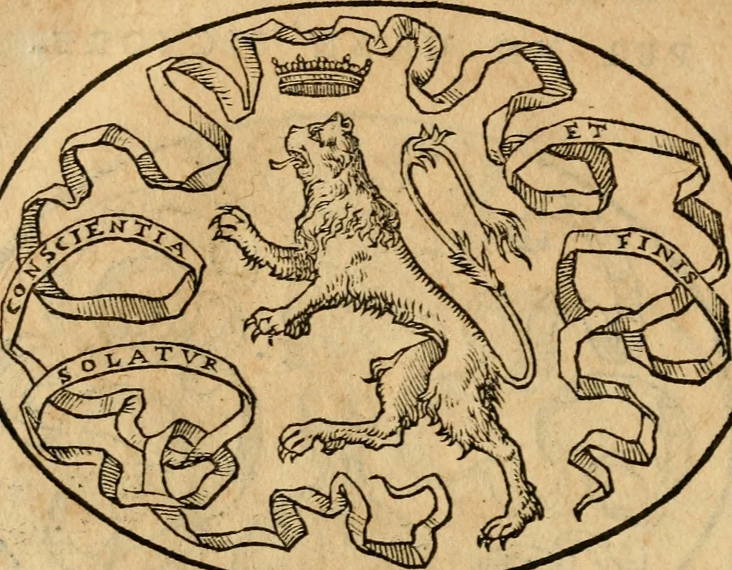 An illustration from Dialogo dell'imprese militari et amorose di Monsignor Giouio, vescouo di Nocera : et del S. Gabriel Symeoni fiorentino : con vn ragionamento di M. Lodouico Domenichi, nel medesimo soggetto : con la tauola, 1574, leaf 189