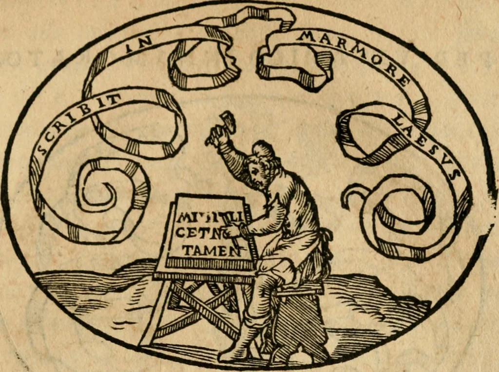 An illustration from Dialogo dell'imprese militari et amorose di Monsignor Giouio, vescouo di Nocera : et del S. Gabriel Symeoni fiorentino : con vn ragionamento di M. Lodouico Domenichi, nel medesimo soggetto : con la tauola, 1574, leaf 190