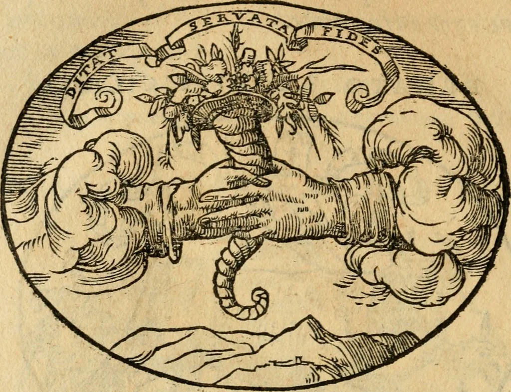 An illustration from Dialogo dell'imprese militari et amorose di Monsignor Giouio, vescouo di Nocera : et del S. Gabriel Symeoni fiorentino : con vn ragionamento di M. Lodouico Domenichi, nel medesimo soggetto : con la tauola, 1574, leaf 201
