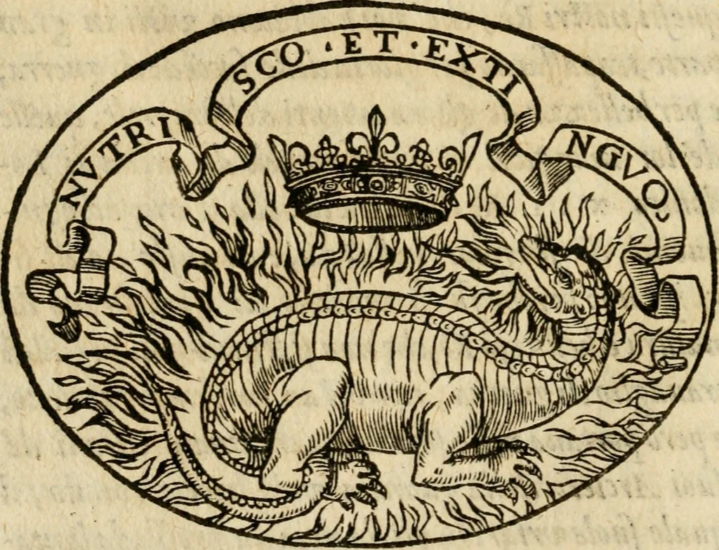 An illustration from Dialogo dell'imprese militari et amorose di Monsignor Giouio, vescouo di Nocera : et del S. Gabriel Symeoni fiorentino : con vn ragionamento di M. Lodouico Domenichi, nel medesimo soggetto : con la tauola, 1574, leaf 33