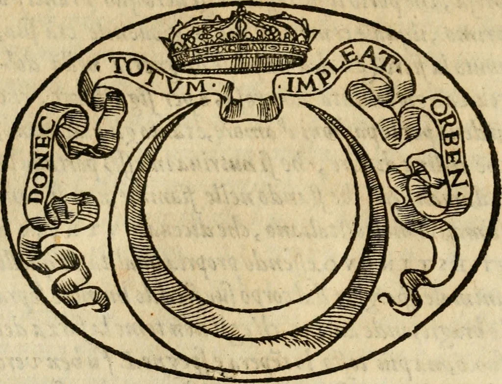 An illustration from Dialogo dell'imprese militari et amorose di Monsignor Giouio, vescouo di Nocera : et del S. Gabriel Symeoni fiorentino : con vn ragionamento di M. Lodouico Domenichi, nel medesimo soggetto : con la tauola, 1574, leaf 35