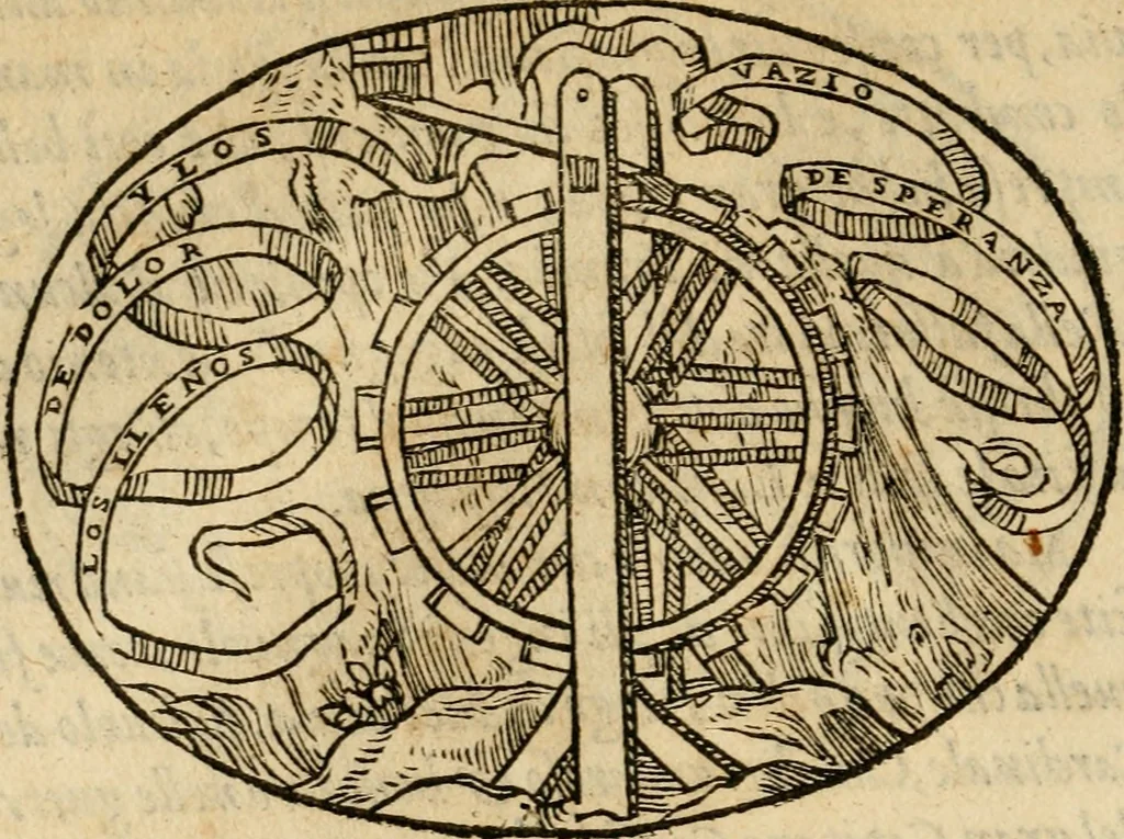 An illustration from Dialogo dell'imprese militari et amorose di Monsignor Giouio, vescouo di Nocera : et del S. Gabriel Symeoni fiorentino : con vn ragionamento di M. Lodouico Domenichi, nel medesimo soggetto : con la tauola, 1574, leaf 39