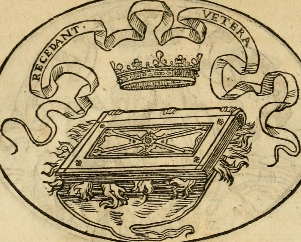 An illustration from Dialogo dell'imprese militari et amorose di Monsignor Giouio, vescouo di Nocera : et del S. Gabriel Symeoni fiorentino : con vn ragionamento di M. Lodouico Domenichi, nel medesimo soggetto : con la tauola, 1574, leaf 45