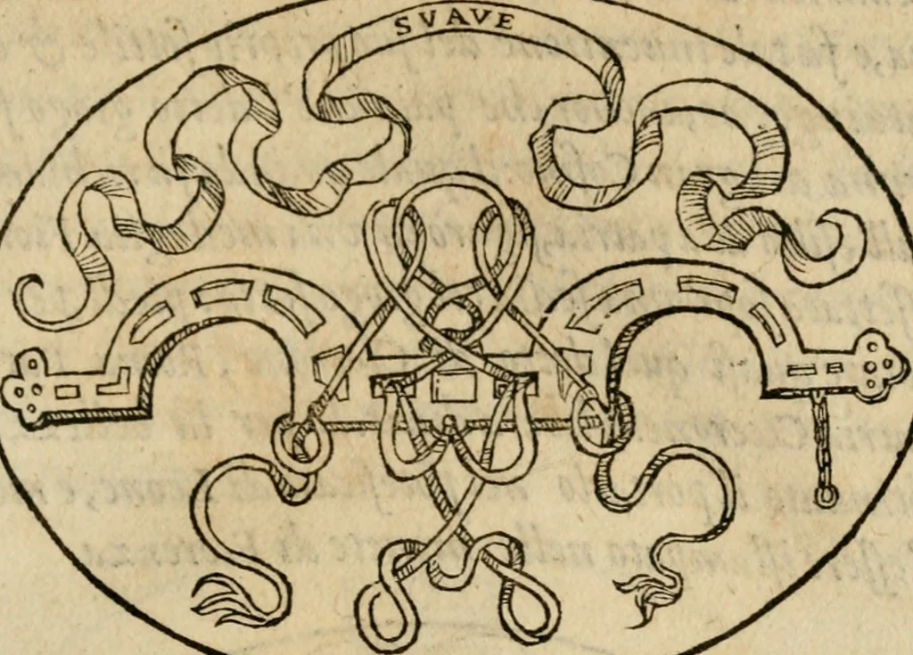 An illustration from Dialogo dell'imprese militari et amorose di Monsignor Giouio, vescouo di Nocera : et del S. Gabriel Symeoni fiorentino : con vn ragionamento di M. Lodouico Domenichi, nel medesimo soggetto : con la tauola, 1574, leaf 50