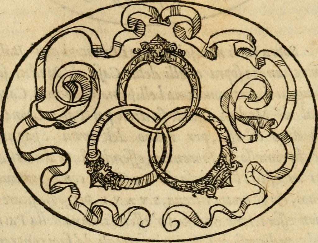 An illustration from Dialogo dell'imprese militari et amorose di Monsignor Giouio, vescouo di Nocera : et del S. Gabriel Symeoni fiorentino : con vn ragionamento di M. Lodouico Domenichi, nel medesimo soggetto : con la tauola, 1574, leaf 51