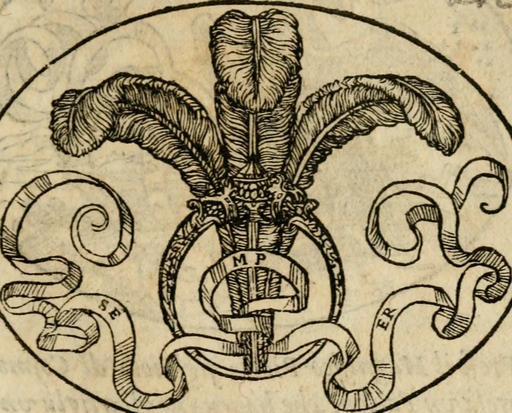 An illustration from Dialogo dell'imprese militari et amorose di Monsignor Giouio, vescouo di Nocera : et del S. Gabriel Symeoni fiorentino : con vn ragionamento di M. Lodouico Domenichi, nel medesimo soggetto : con la tauola, 1574, leaf 52