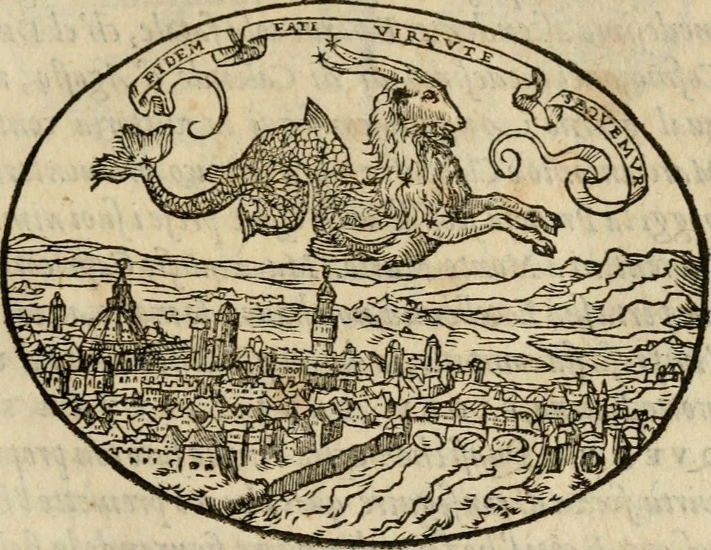 An illustration from Dialogo dell'imprese militari et amorose di Monsignor Giouio, vescouo di Nocera : et del S. Gabriel Symeoni fiorentino : con vn ragionamento di M. Lodouico Domenichi, nel medesimo soggetto : con la tauola, 1574, leaf 62