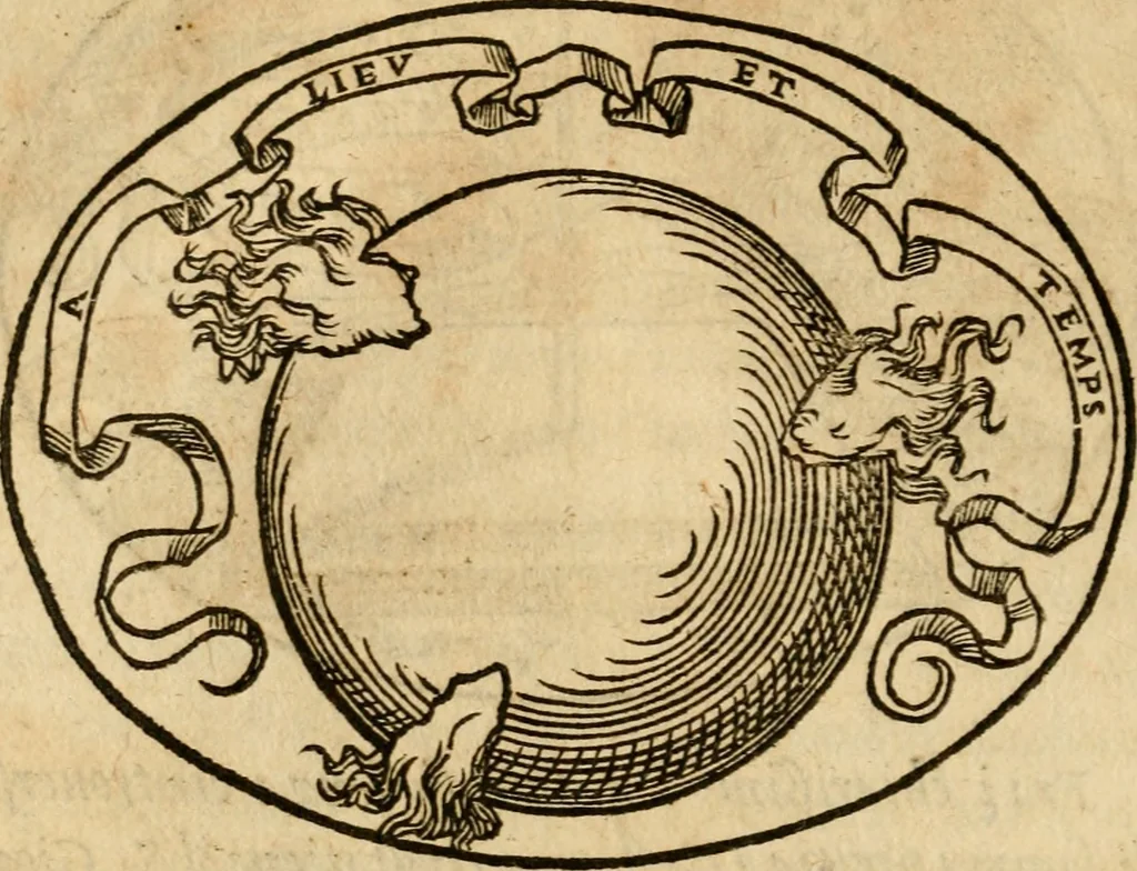 An illustration from Dialogo dell'imprese militari et amorose di Monsignor Giouio, vescouo di Nocera : et del S. Gabriel Symeoni fiorentino : con vn ragionamento di M. Lodouico Domenichi, nel medesimo soggetto : con la tauola, 1574, leaf 85