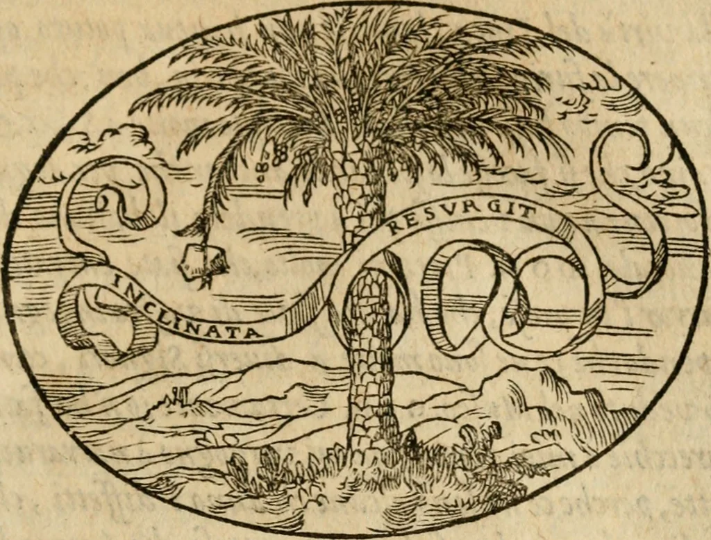 An illustration from Dialogo dell'imprese militari et amorose di Monsignor Giouio, vescouo di Nocera : et del S. Gabriel Symeoni fiorentino : con vn ragionamento di M. Lodouico Domenichi, nel medesimo soggetto : con la tauola, 1574, leaf 86