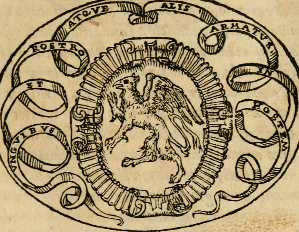 An illustration from Dialogo dell'imprese militari et amorose di Monsignor Giouio, vescouo di Nocera : et del S. Gabriel Symeoni fiorentino : con vn ragionamento di M. Lodouico Domenichi, nel medesimo soggetto : con la tauola, 1574, leaf 96