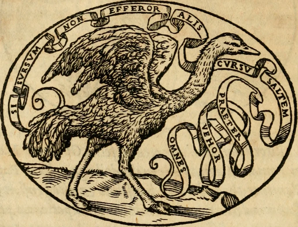 An illustration from Dialogo dell'imprese militari et amorose di Monsignor Giouio, vescouo di Nocera : et del S. Gabriel Symeoni fiorentino : con vn ragionamento di M. Lodouico Domenichi, nel medesimo soggetto : con la tauola, 1574, leaf 99