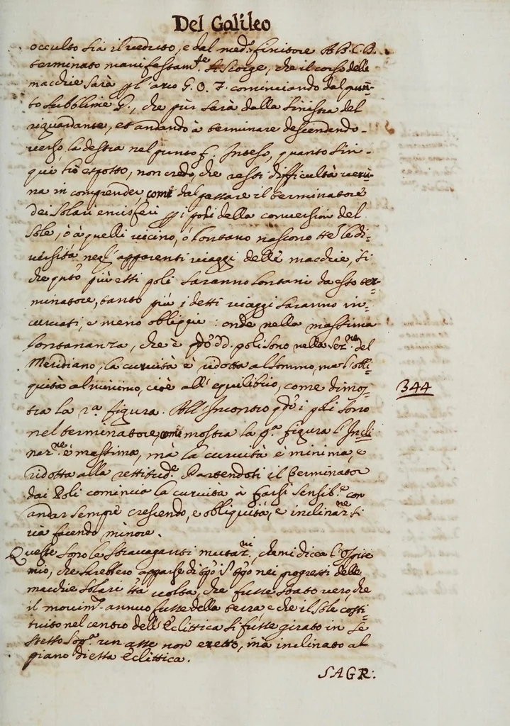 An illustration from Dialogo di Galileo Galilei ... : doue ne i congressi di quattro giornate si discorre sopra i due massimi sistemi del mondo tolemaico, e copernicano : proponendo indeterminatamente le ragioni filosofiche, e naturali tanto per l'una, quanto per l'altra parte, 1632, leaf 367