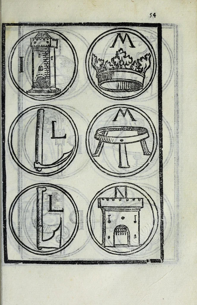 An illustration from Dialogo di M. Lodovico Dolce, nel quale si ragiona del modo di accrescere e conseruar la memoria, 1562, leaf 121