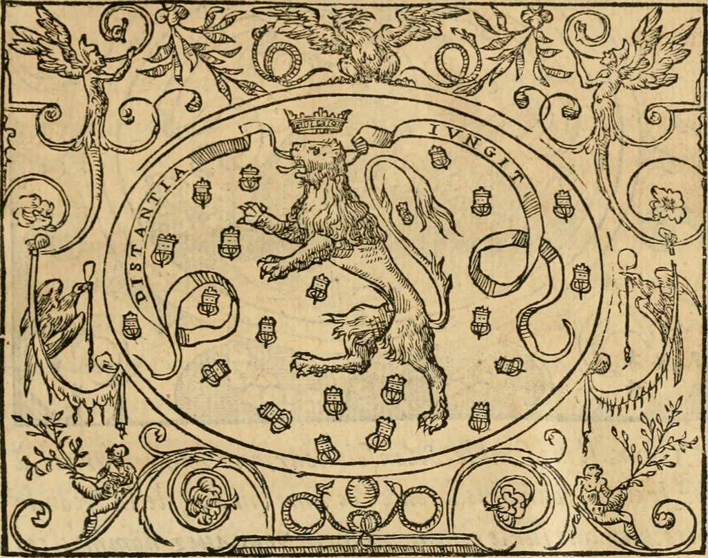 An illustration from Dialogue des devises d'armes et d'amovrs du S. Pavlo Iovio : avec un discours M. Loys Dominique sur le mesme subiet, 1561, leaf 100