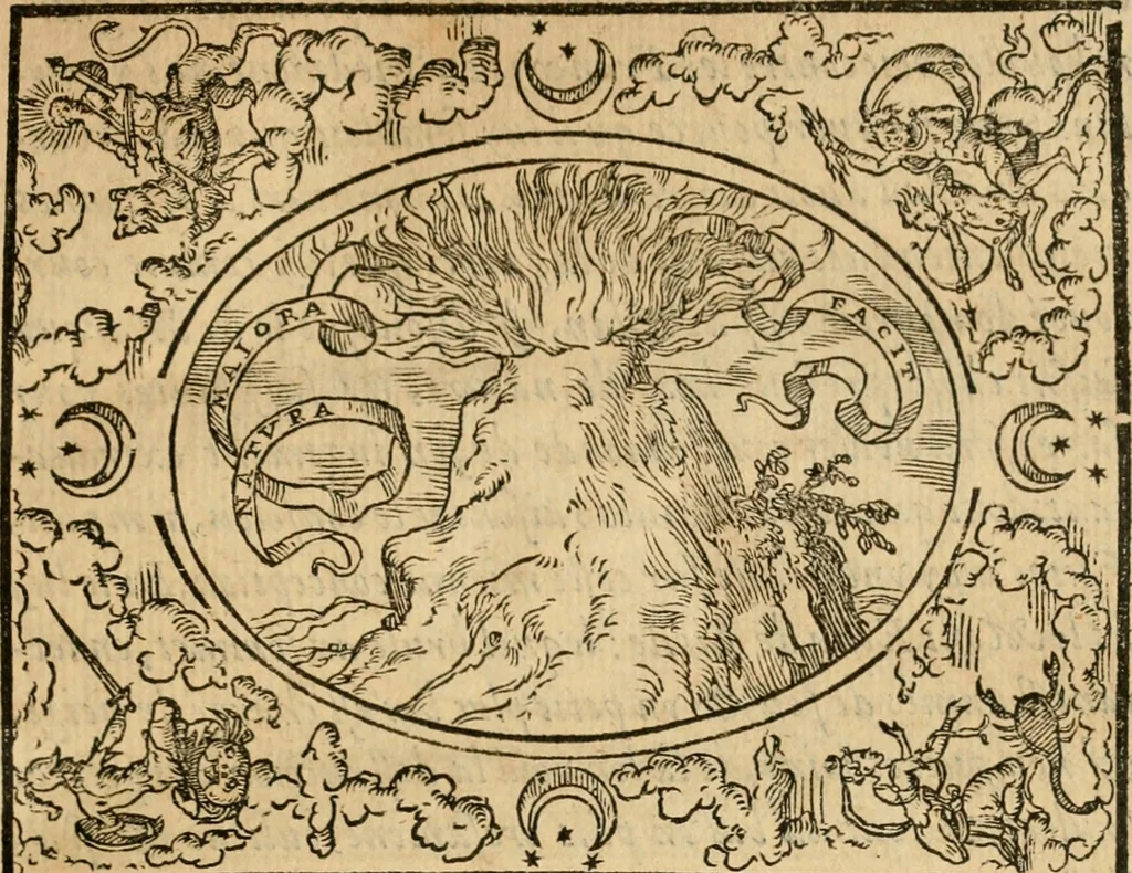 An illustration from Dialogue des devises d'armes et d'amovrs du S. Pavlo Iovio : avec un discours M. Loys Dominique sur le mesme subiet, 1561, leaf 106