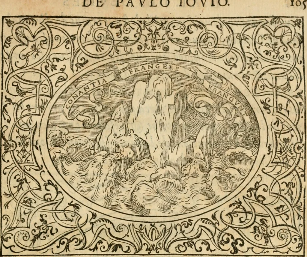 An illustration from Dialogue des devises d'armes et d'amovrs du S. Pavlo Iovio : avec un discours M. Loys Dominique sur le mesme subiet, 1561, leaf 108