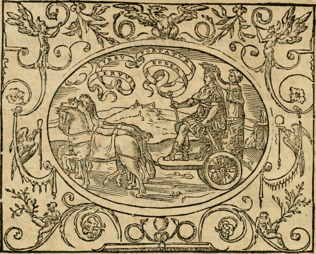 An illustration from Dialogue des devises d'armes et d'amovrs du S. Pavlo Iovio : avec un discours M. Loys Dominique sur le mesme subiet, 1561, leaf 123