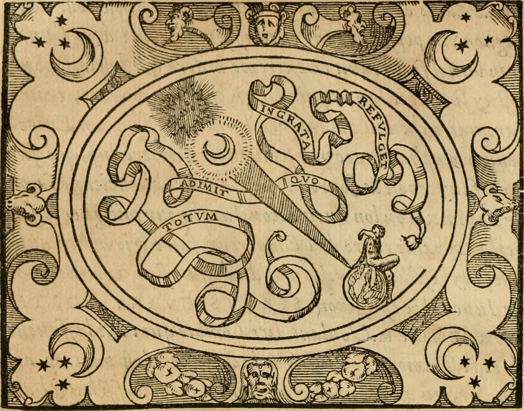 An illustration from Dialogue des devises d'armes et d'amovrs du S. Pavlo Iovio : avec un discours M. Loys Dominique sur le mesme subiet, 1561, leaf 125