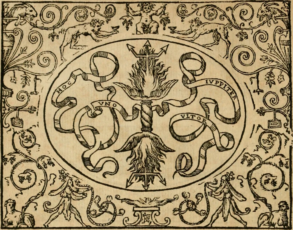 An illustration from Dialogue des devises d'armes et d'amovrs du S. Pavlo Iovio : avec un discours M. Loys Dominique sur le mesme subiet, 1561, leaf 131