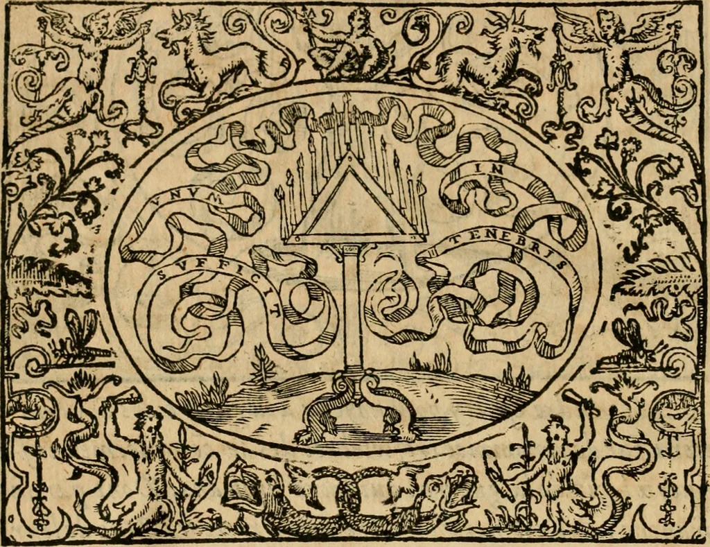 An illustration from Dialogue des devises d'armes et d'amovrs du S. Pavlo Iovio : avec un discours M. Loys Dominique sur le mesme subiet, 1561, leaf 133