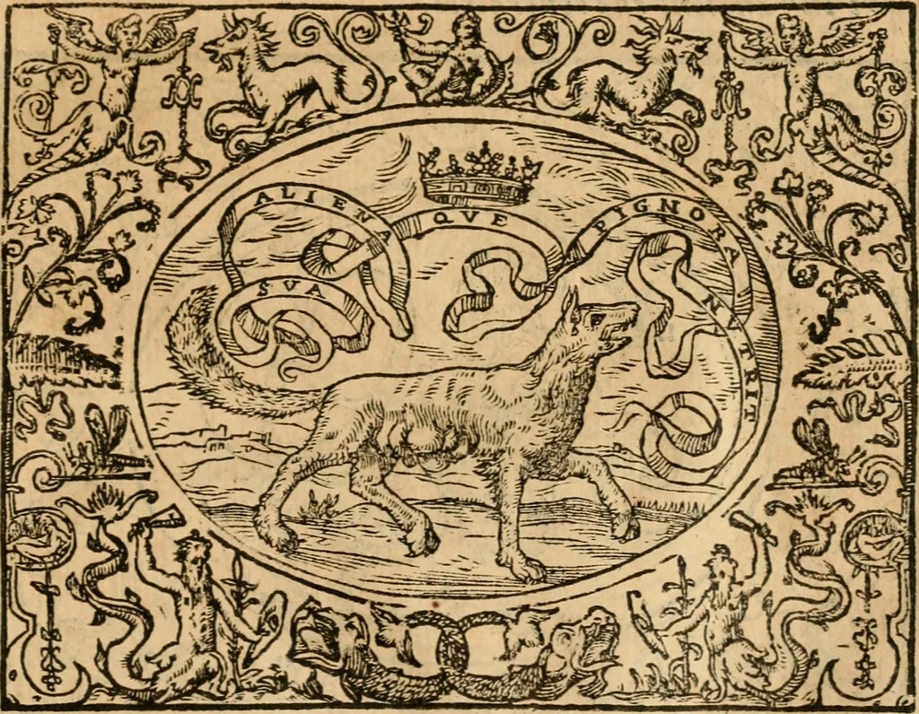 An illustration from Dialogue des devises d'armes et d'amovrs du S. Pavlo Iovio : avec un discours M. Loys Dominique sur le mesme subiet, 1561, leaf 140