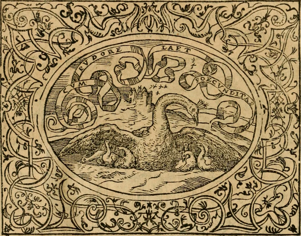 An illustration from Dialogue des devises d'armes et d'amovrs du S. Pavlo Iovio : avec un discours M. Loys Dominique sur le mesme subiet, 1561, leaf 143