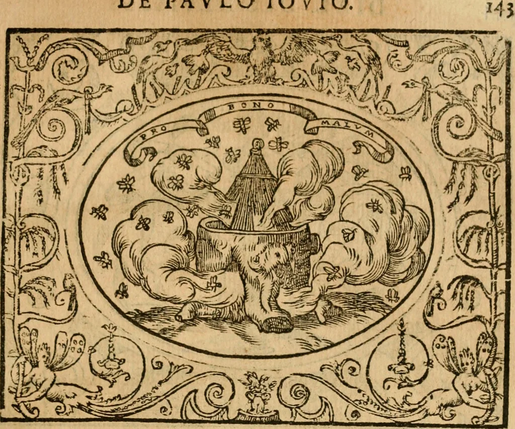 An illustration from Dialogue des devises d'armes et d'amovrs du S. Pavlo Iovio : avec un discours M. Loys Dominique sur le mesme subiet, 1561, leaf 146