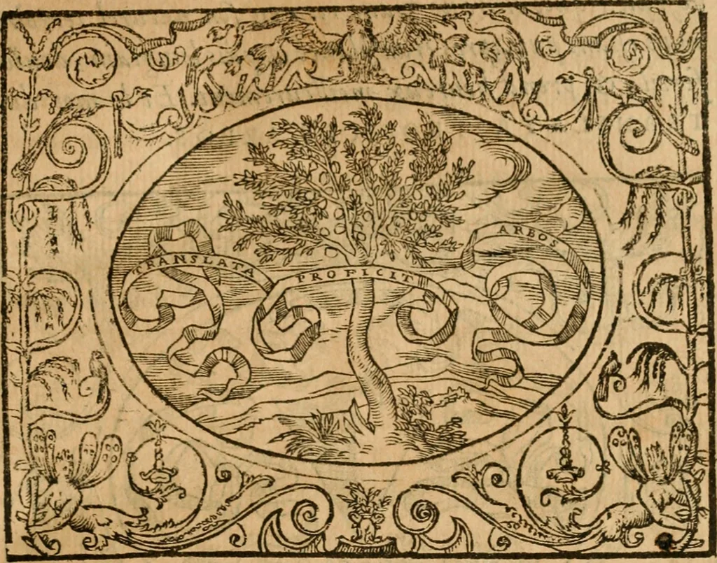 An illustration from Dialogue des devises d'armes et d'amovrs du S. Pavlo Iovio : avec un discours M. Loys Dominique sur le mesme subiet, 1561, leaf 152