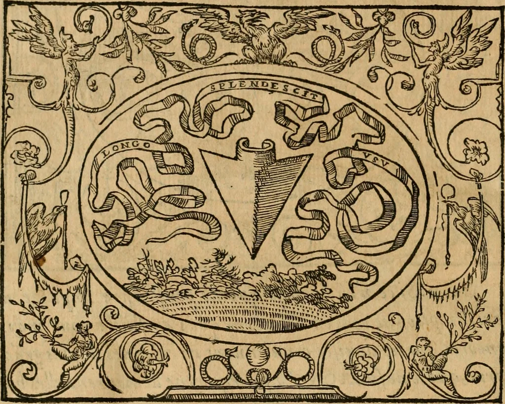 An illustration from Dialogue des devises d'armes et d'amovrs du S. Pavlo Iovio : avec un discours M. Loys Dominique sur le mesme subiet, 1561, leaf 153