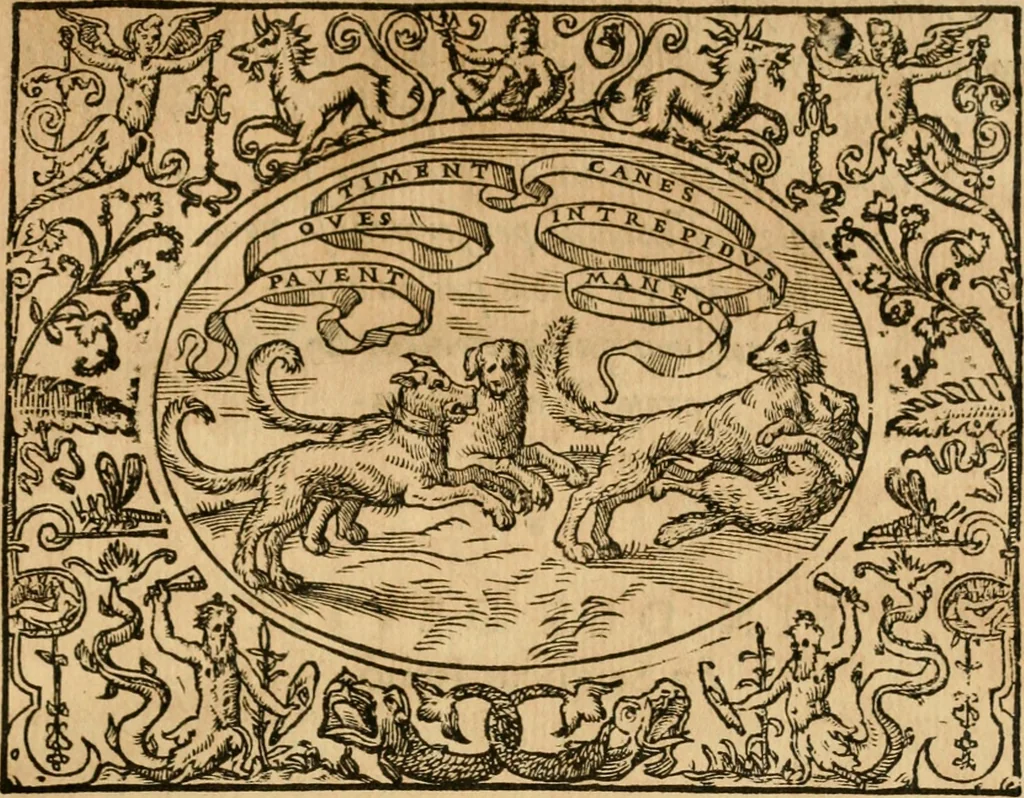 An illustration from Dialogue des devises d'armes et d'amovrs du S. Pavlo Iovio : avec un discours M. Loys Dominique sur le mesme subiet, 1561, leaf 158