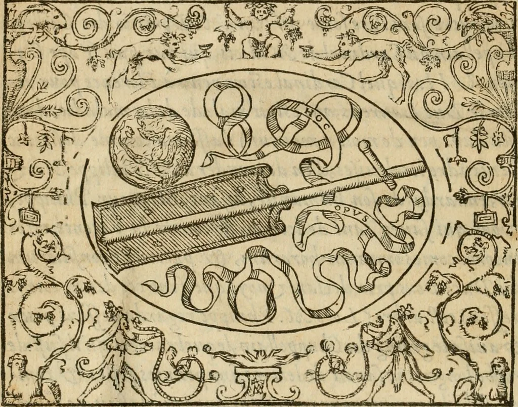 An illustration from Dialogue des devises d'armes et d'amovrs du S. Pavlo Iovio : avec un discours M. Loys Dominique sur le mesme subiet, 1561, leaf 19