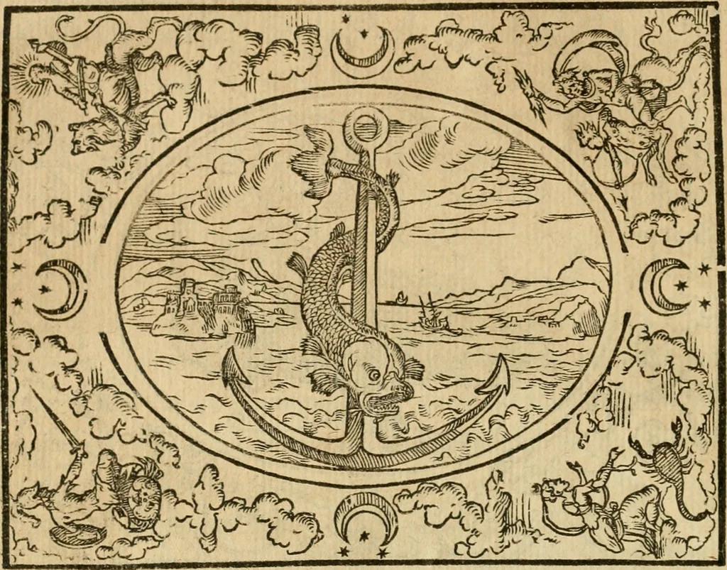 An illustration from Dialogue des devises d'armes et d'amovrs du S. Pavlo Iovio : avec un discours M. Loys Dominique sur le mesme subiet, 1561, leaf 223