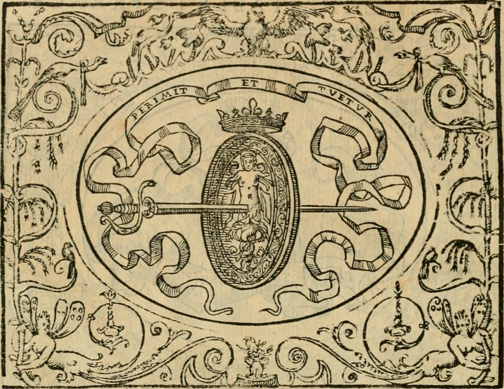 An illustration from Dialogue des devises d'armes et d'amovrs du S. Pavlo Iovio : avec un discours M. Loys Dominique sur le mesme subiet, 1561, leaf 229