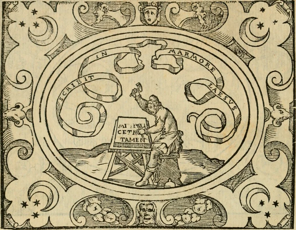 An illustration from Dialogue des devises d'armes et d'amovrs du S. Pavlo Iovio : avec un discours M. Loys Dominique sur le mesme subiet, 1561, leaf 233