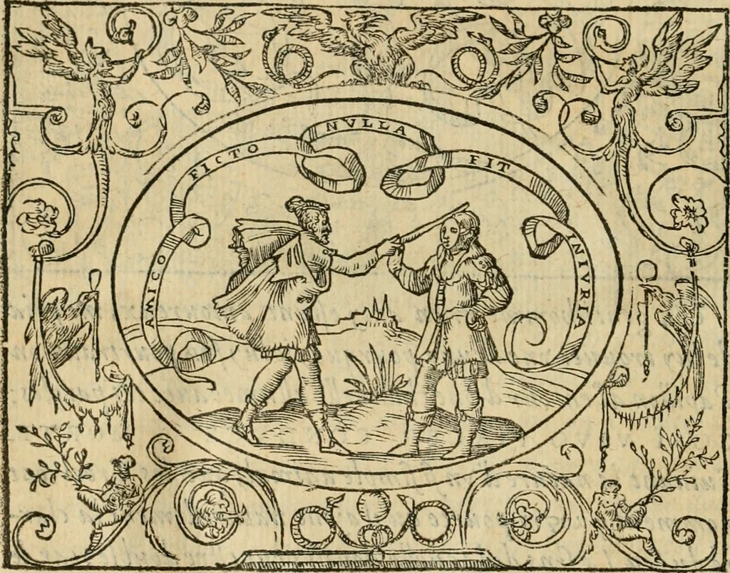 An illustration from Dialogue des devises d'armes et d'amovrs du S. Pavlo Iovio : avec un discours M. Loys Dominique sur le mesme subiet, 1561, leaf 235