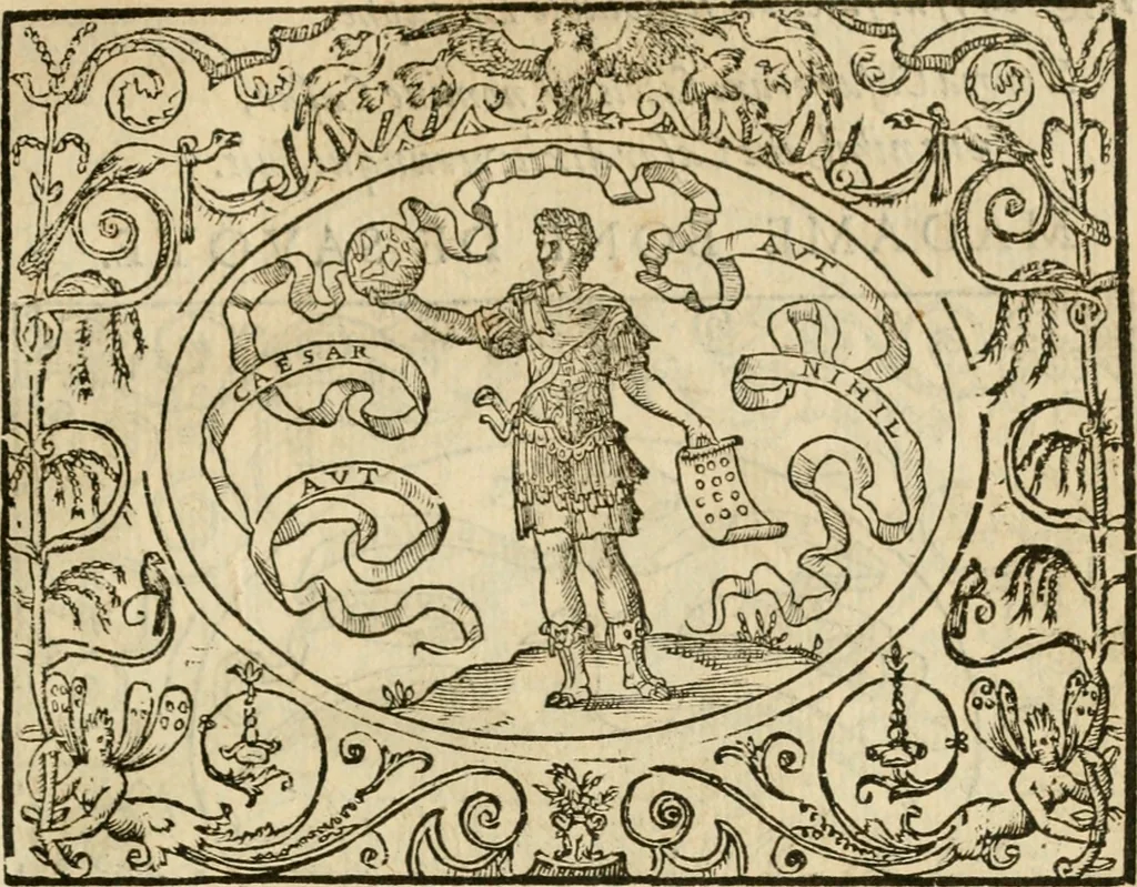 An illustration from Dialogue des devises d'armes et d'amovrs du S. Pavlo Iovio : avec un discours M. Loys Dominique sur le mesme subiet, 1561, leaf 240