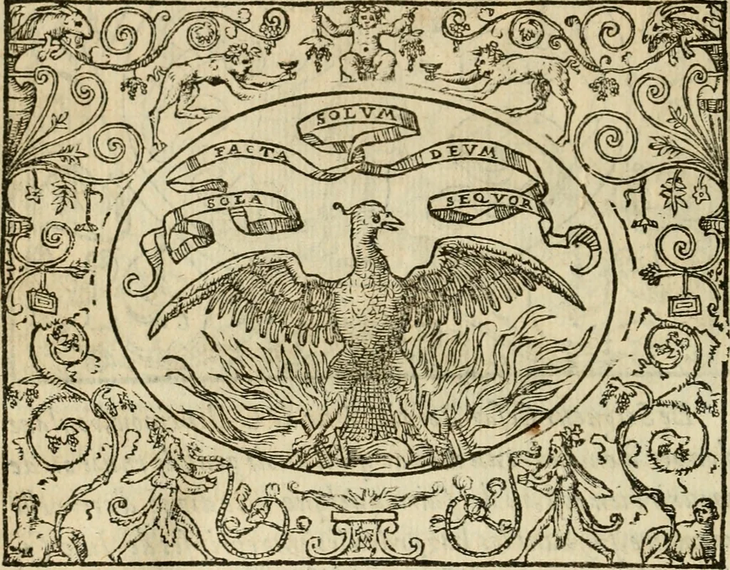 An illustration from Dialogue des devises d'armes et d'amovrs du S. Pavlo Iovio : avec un discours M. Loys Dominique sur le mesme subiet, 1561, leaf 241
