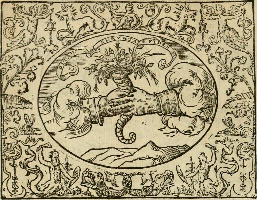 An illustration from Dialogue des devises d'armes et d'amovrs du S. Pavlo Iovio : avec un discours M. Loys Dominique sur le mesme subiet, 1561, leaf 243