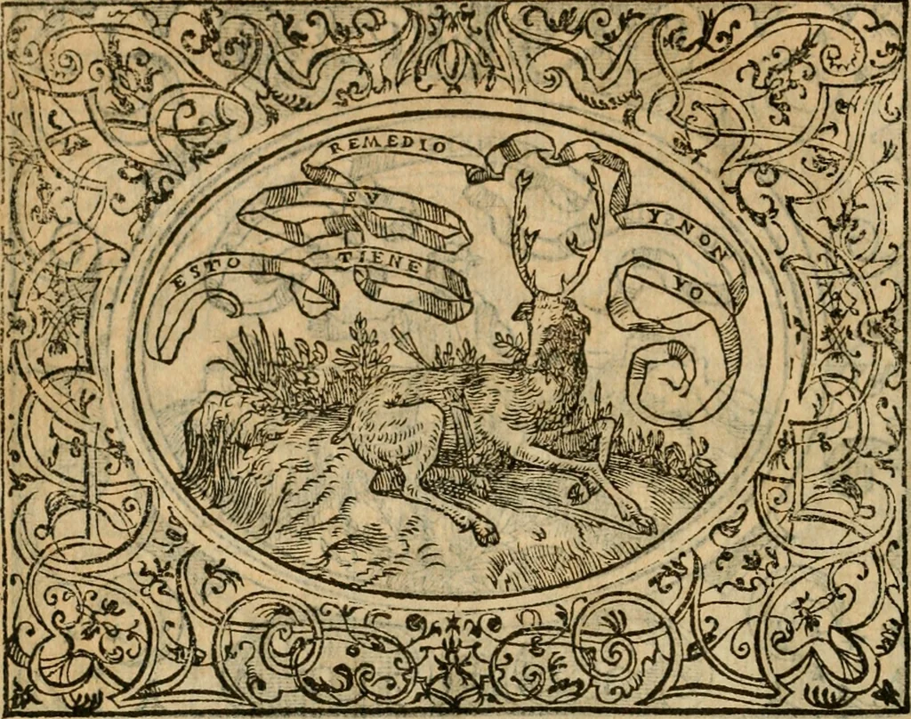An illustration from Dialogue des devises d'armes et d'amovrs du S. Pavlo Iovio : avec un discours M. Loys Dominique sur le mesme subiet, 1561, leaf 245