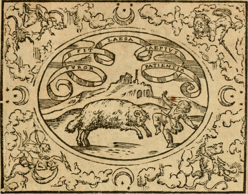 An illustration from Dialogue des devises d'armes et d'amovrs du S. Pavlo Iovio : avec un discours M. Loys Dominique sur le mesme subiet, 1561, leaf 248