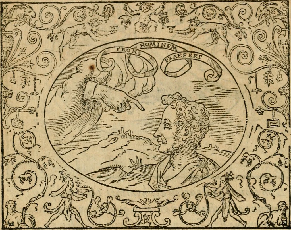 An illustration from Dialogue des devises d'armes et d'amovrs du S. Pavlo Iovio : avec un discours M. Loys Dominique sur le mesme subiet, 1561, leaf 249