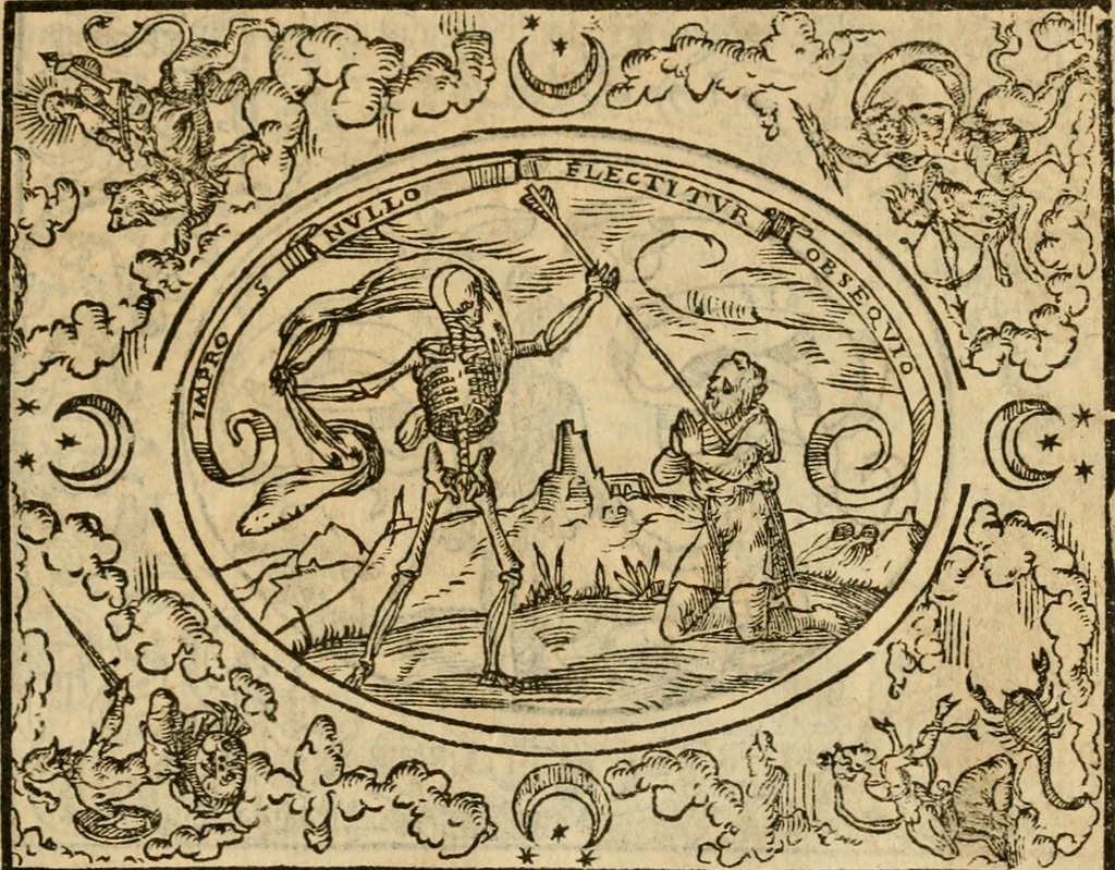 An illustration from Dialogue des devises d'armes et d'amovrs du S. Pavlo Iovio : avec un discours M. Loys Dominique sur le mesme subiet, 1561, leaf 250