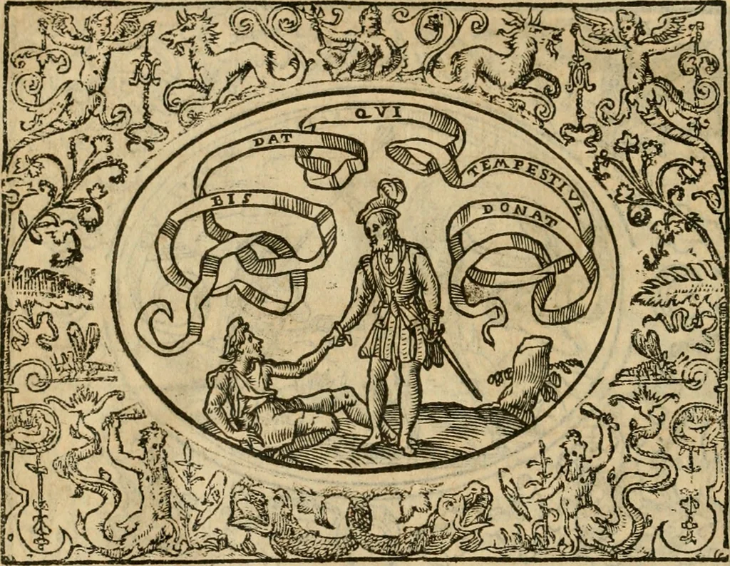 An illustration from Dialogue des devises d'armes et d'amovrs du S. Pavlo Iovio : avec un discours M. Loys Dominique sur le mesme subiet, 1561, leaf 251