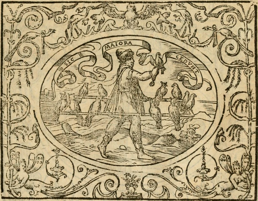 An illustration from Dialogue des devises d'armes et d'amovrs du S. Pavlo Iovio : avec un discours M. Loys Dominique sur le mesme subiet, 1561, leaf 252